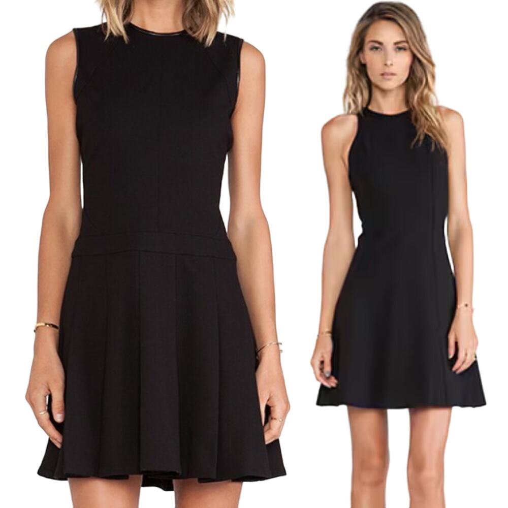 Derek Lam 10 Crosby Dress Fit & Flare Sleeveless Crew Neck Mini Black Womens 0